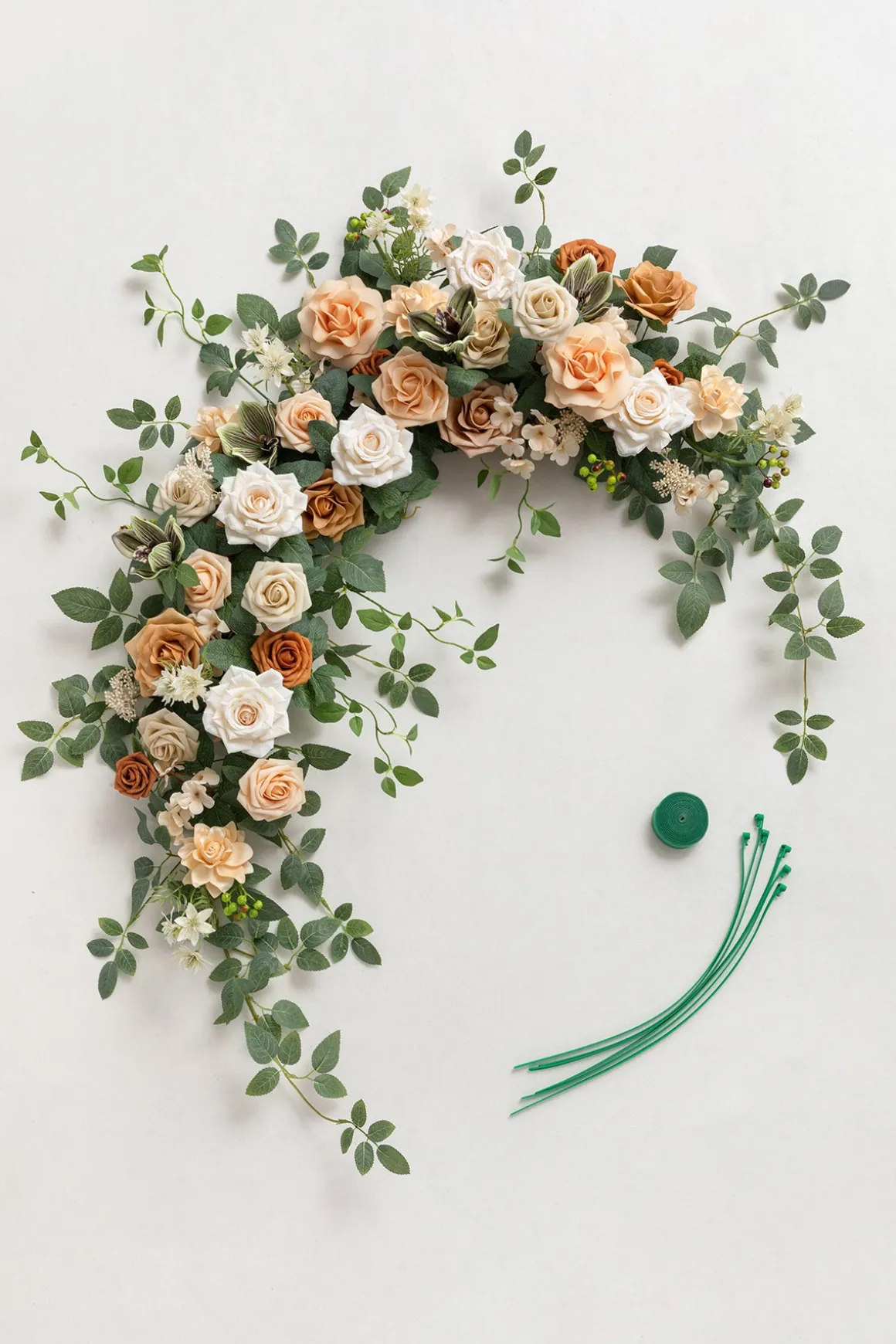 6.5ft Flower Garland with Hanging Vines in Apricot & Soft Peach | Clearance