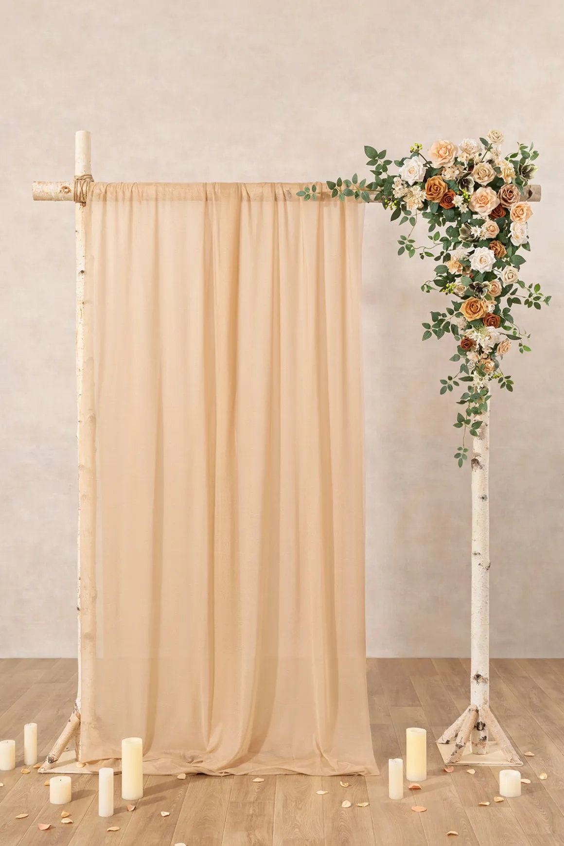 6.5ft Flower Garland with Hanging Vines in Apricot & Soft Peach | Clearance