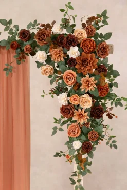 6.5ft Flower Garland with Hanging Vines in Caramel & Burnt Orange | Clearance