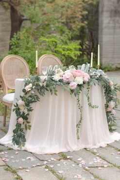 9ft Head Table Flower Garland in Blush & Cream