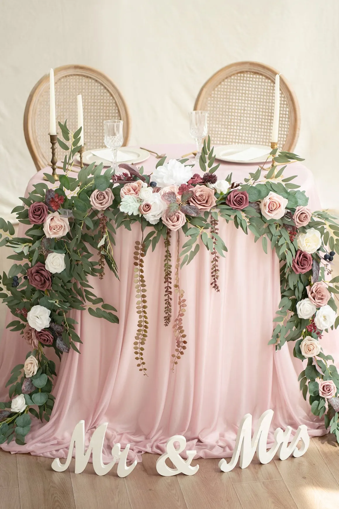 9ft Head Table Flower Garland in Dusty Rose & Mauve | Clearance