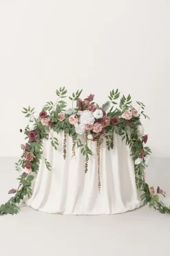 9ft Head Table Flower Garland in Dusty Rose & Mauve | Clearance