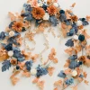 9ft Head Table Flower Garland in Russet Orange & Denim Blue | Clearance
