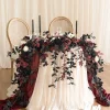 9ft Head Table Flower Garland in Moody Burgundy & Black