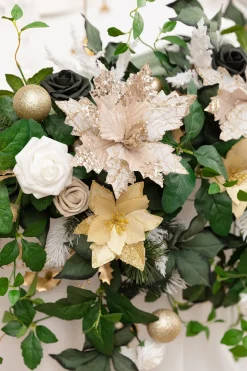 9ft Head Table Flower Garland in Gilded White Christmas Wedding