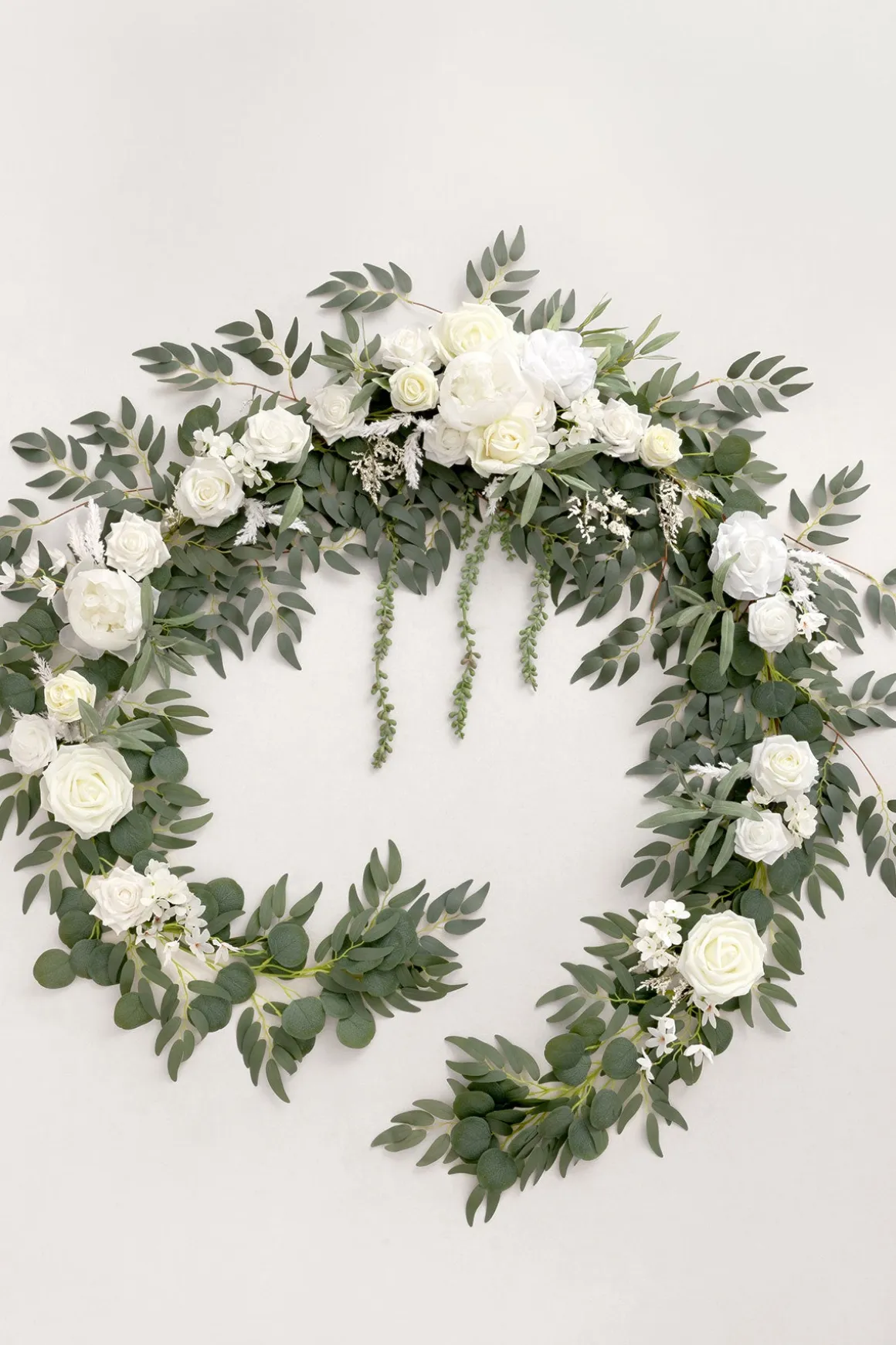 9ft Head Table Flower Garland in White & Sage | Clearance