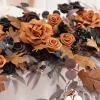 9ft Head Table Flower Garland in Black & Pumpkin Orange | Clearance