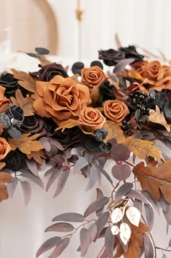 9ft Head Table Flower Garland in Black & Pumpkin Orange | Clearance