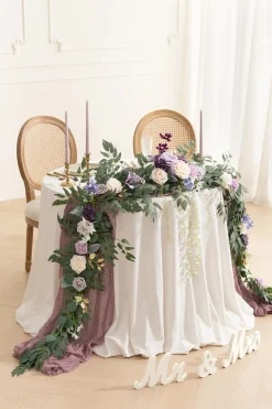 9ft Head Table Flower Garland in Lilac & Gold | Clearance