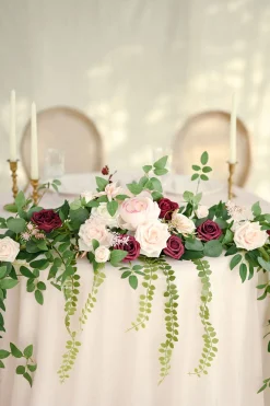 9ft Head Table Flower Garland in Romantic Marsala