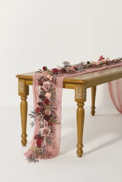 5ft Rose Leaf Flower Garland in Burgundy & Dusty Rose | Clearance