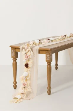 5ft Rose Leaf Flower Garland in White & Beige | Clearance