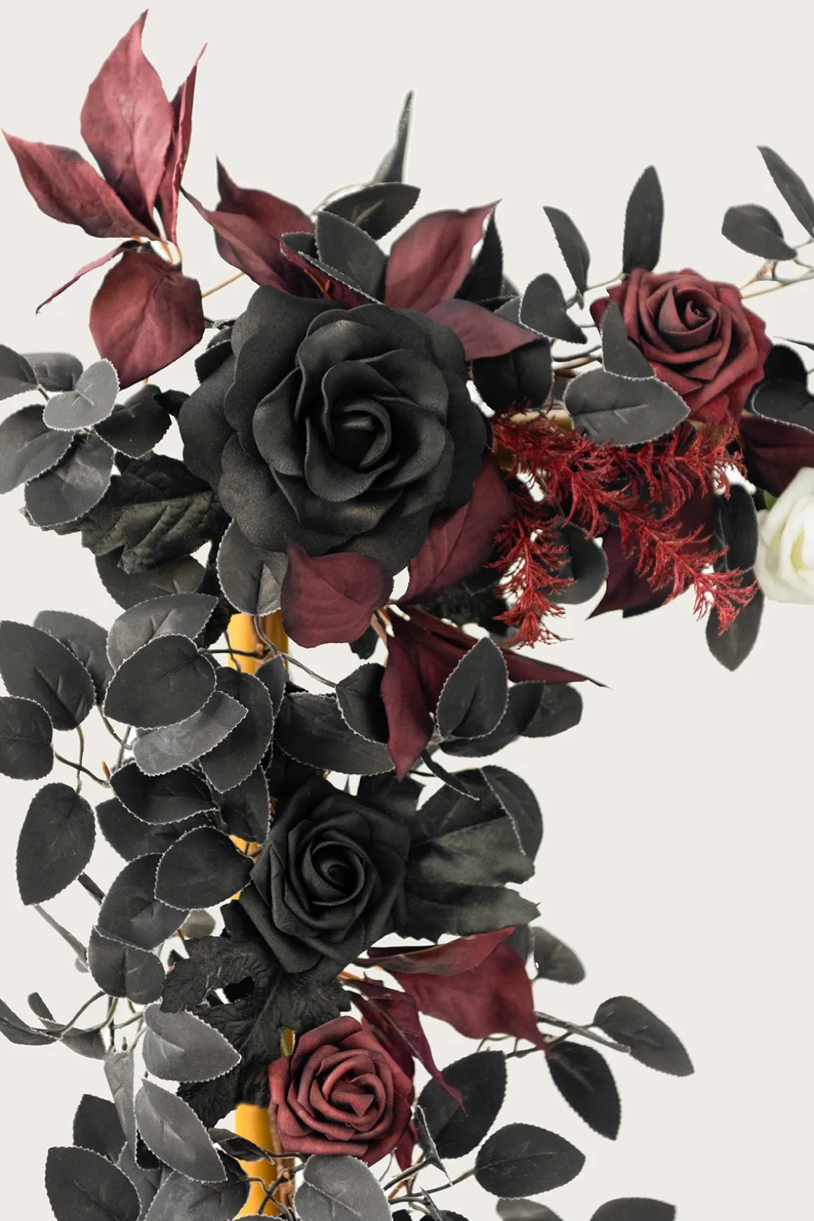 5ft Rose Leaf Flower Garland in Moody Burgundy & Black
