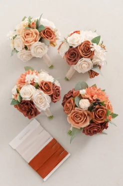 Gradual Bridesmaid Bouquets in Sunset Terracotta
