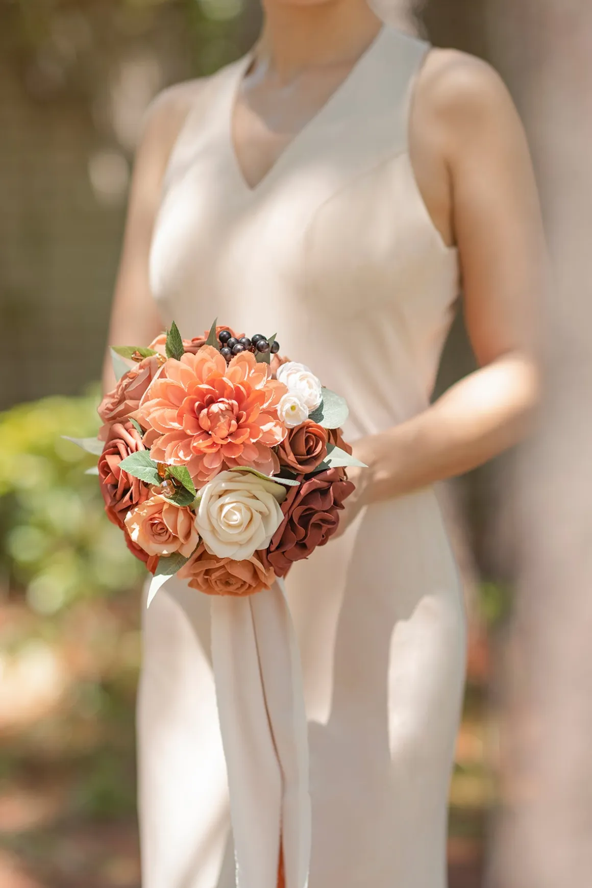 Gradual Bridesmaid Bouquets in Sunset Terracotta