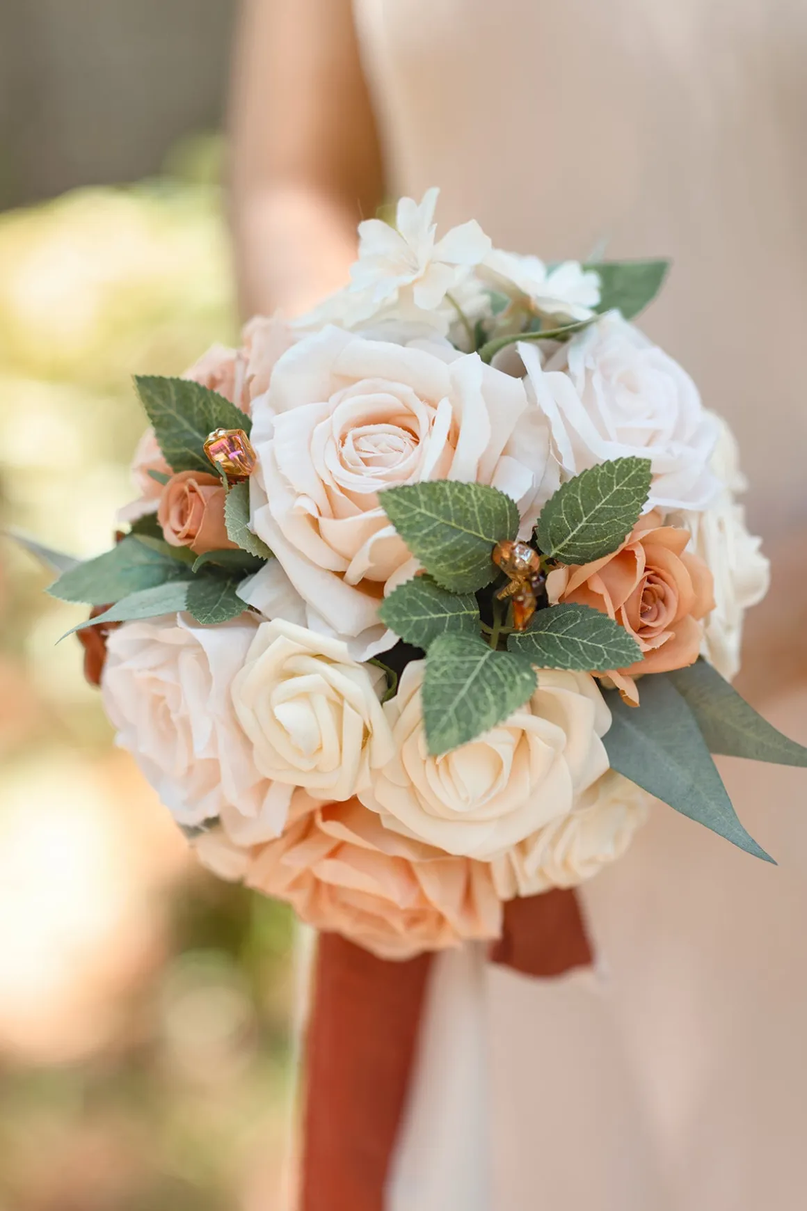 Gradual Bridesmaid Bouquets in Sunset Terracotta