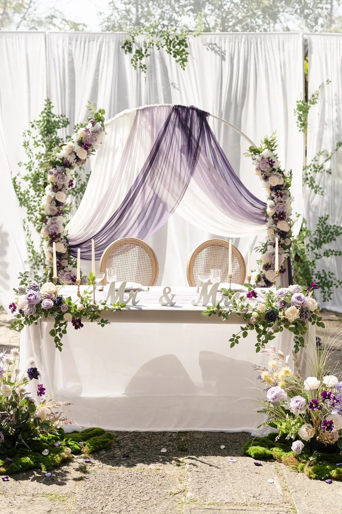 Head Table Floral Swags in Lilac & Gold | Clearance