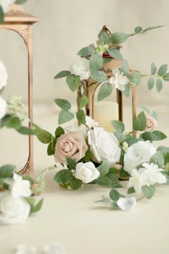 Lantern Floral Arrangements in White & Sage | Clearance