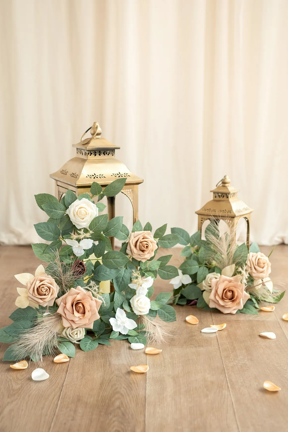 Lantern Flower Garlands in Beige & Sage | Clearance