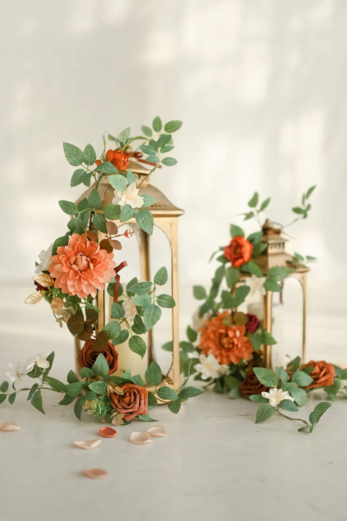 Lantern Flower Garlands in Sunset Terracotta