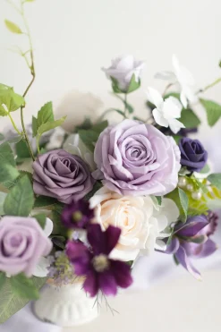 Large Floral Centerpiece Set in Lilac & Gold | Clearance