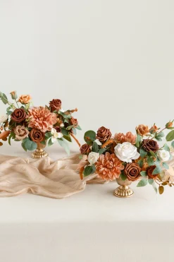Large Floral Centerpiece Set in Sunset Terracotta