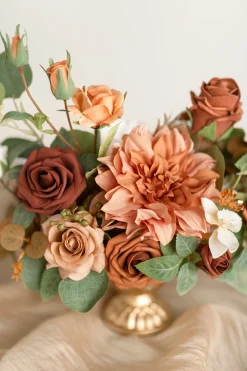 Large Floral Centerpiece Set in Sunset Terracotta
