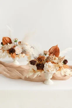 Large Floral Centerpiece Set in Rust & Sepia | Clearance