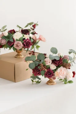 Large Floral Centerpiece Set in Romantic Marsala