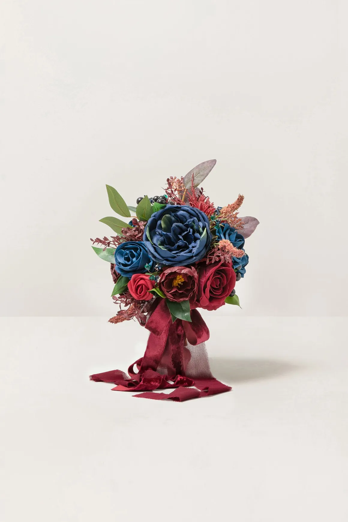 Maid of Honor & Bridesmaid Bouquets in Burgundy & Navy