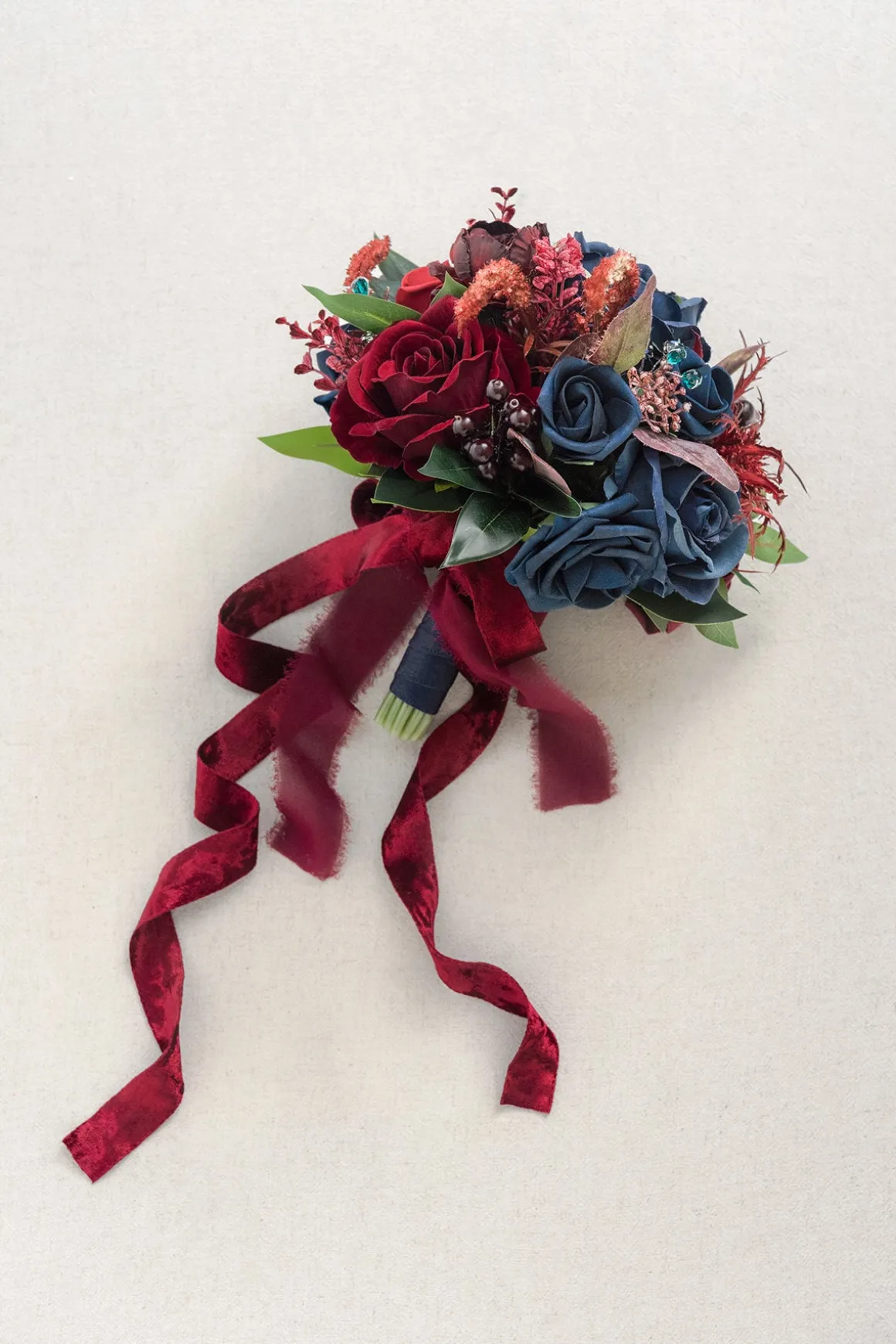 Maid of Honor & Bridesmaid Bouquets in Burgundy & Navy(7" Bouquet x1)