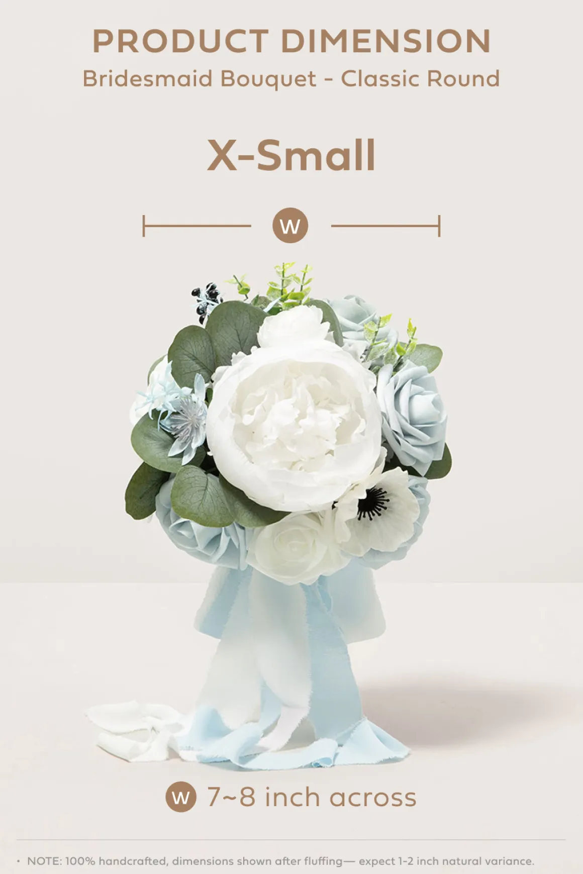 Maid of Honor & Bridesmaid Bouquets in Romantic Dusty Blue | Clearance