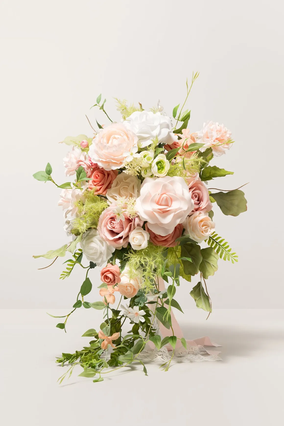 Medium Cascade Bridal Bouquet in Garden Blush