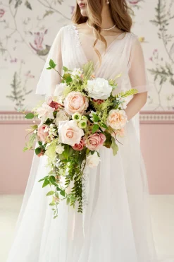 Medium Cascade Bridal Bouquet in Garden Blush