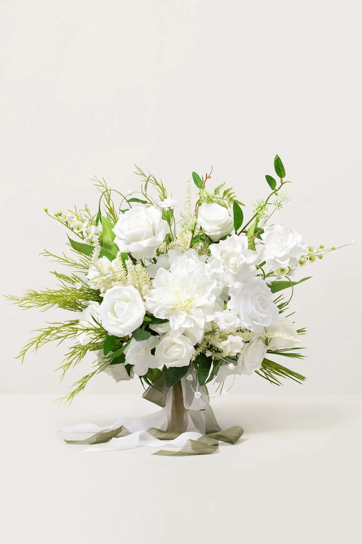 Medium Free-Form Bridal Bouquet in Olive & White | Clearance