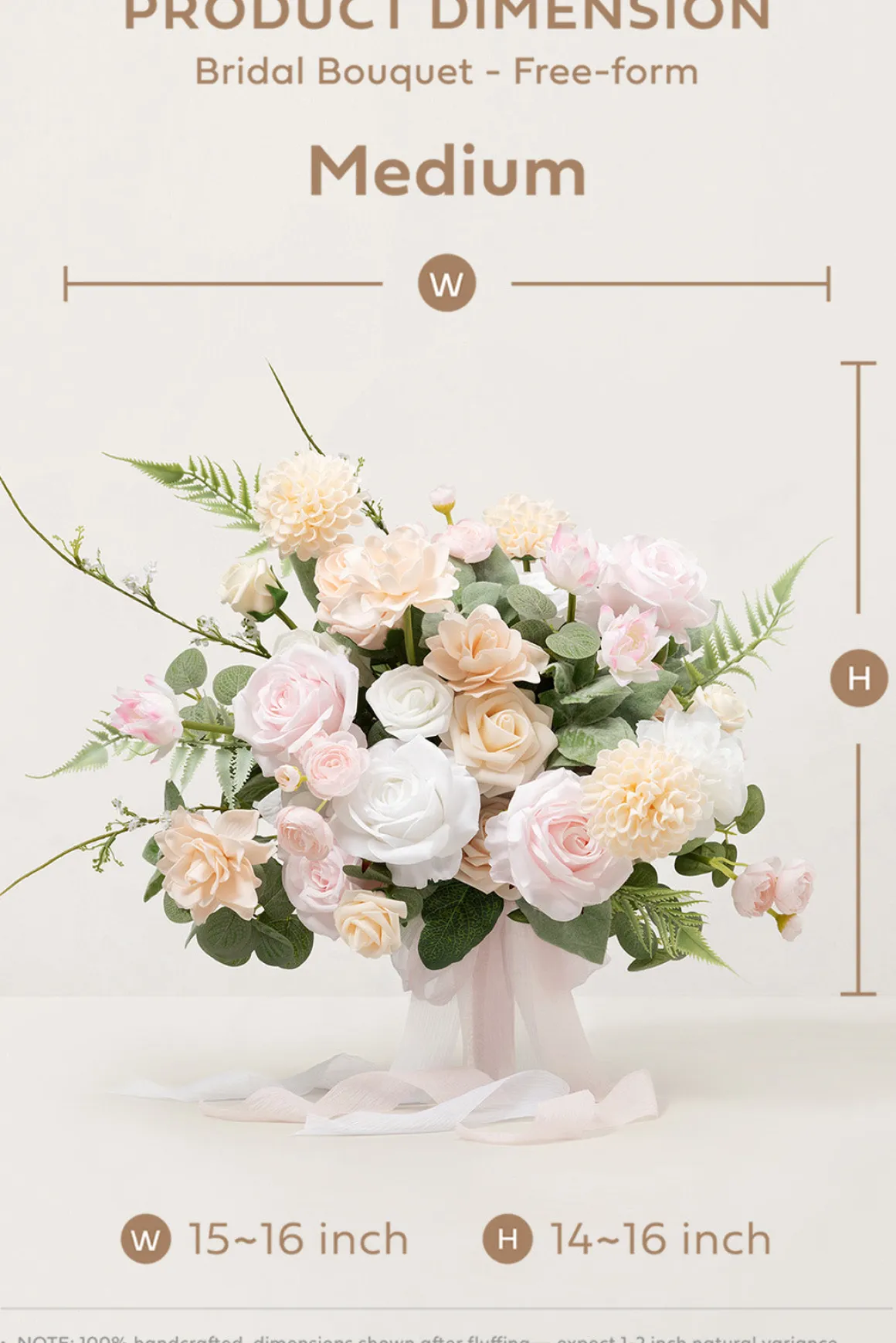 Medium Free-Form Bridal Bouquet in Cream & Blush