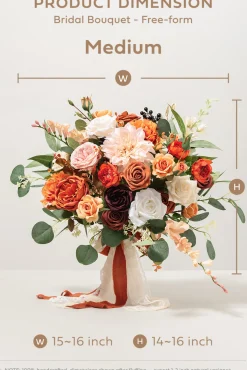 Medium Free-Form Bridal Bouquet in Sunset Terracotta