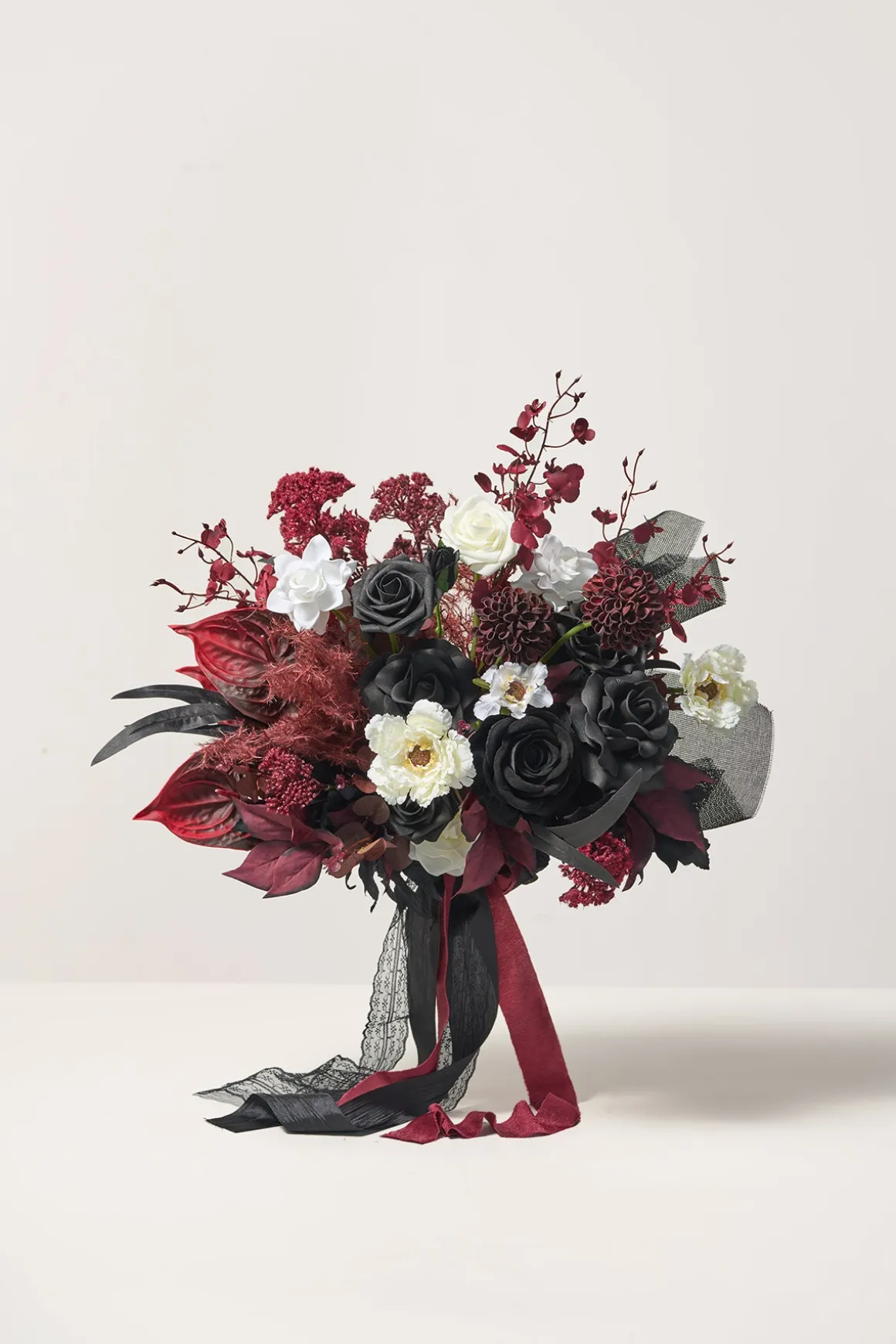 Medium Free-Form Bridal Bouquet in Moody Burgundy & Black | Clearance