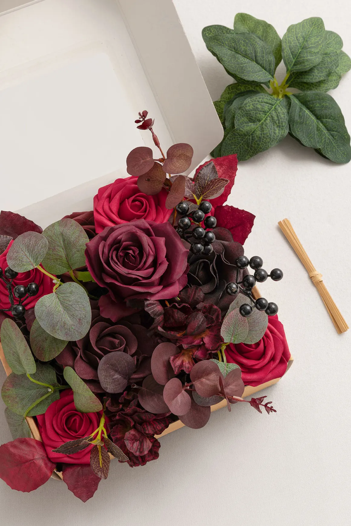 Mini Bouquet Combo Flower Box - Burgundy & Black Baccara