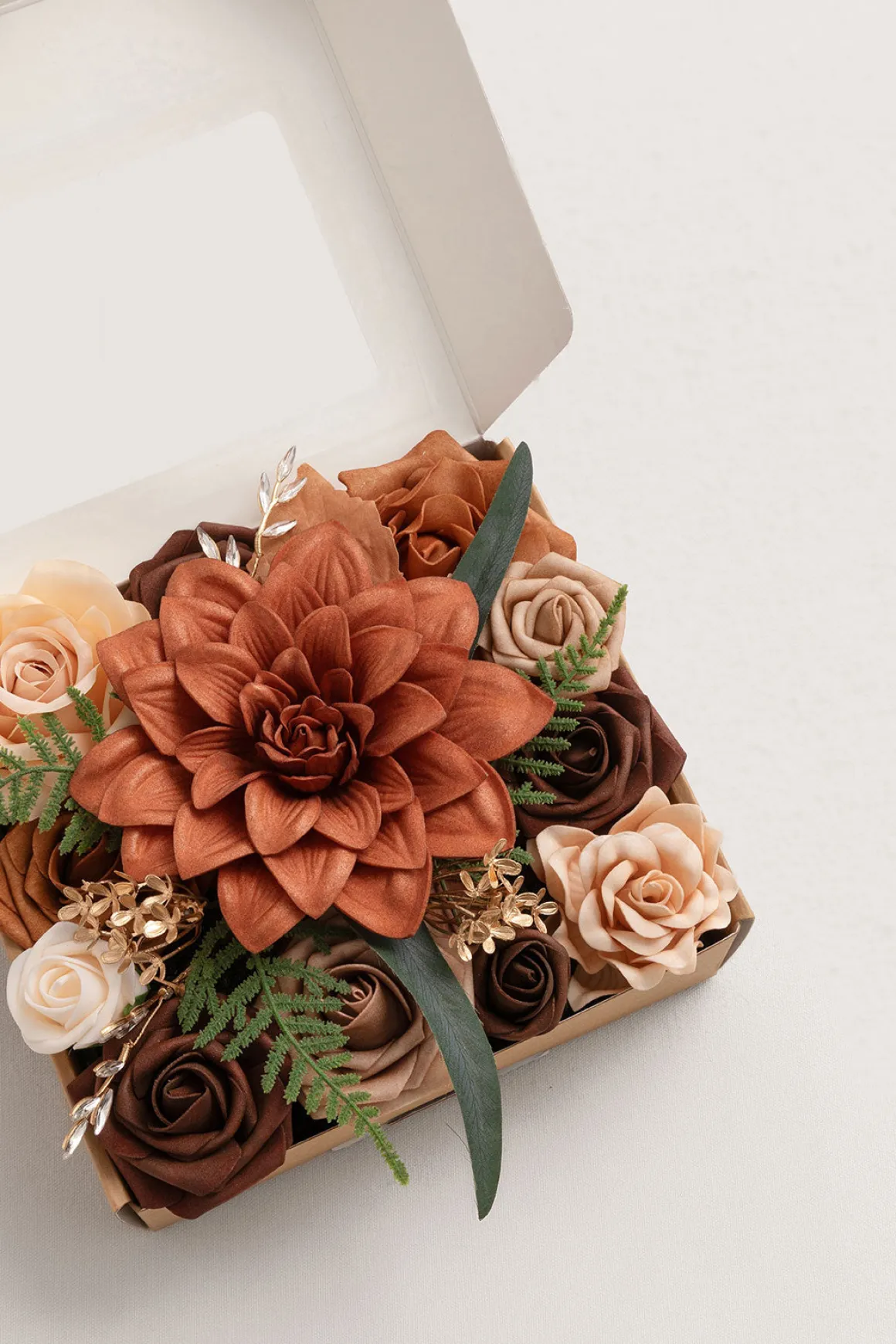 Mini Bouquet Combo Flower Box - Walnut Brown & Burnt Orange