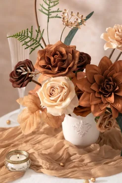 Mini Bouquet Combo Flower Box - Walnut Brown & Burnt Orange