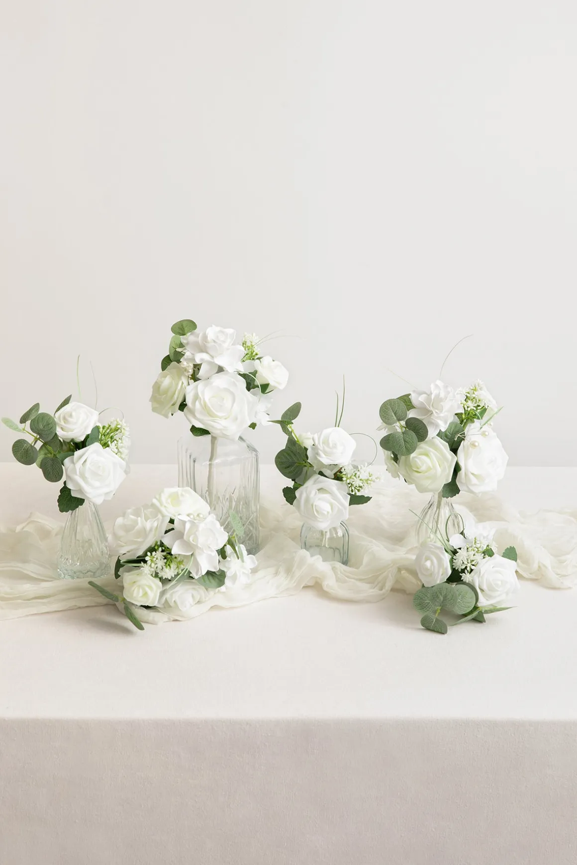 Mini Premade Flower Centerpiece Set in White & Sage | Clearance