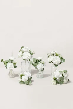 Mini Premade Flower Centerpiece Set in White & Sage | Clearance