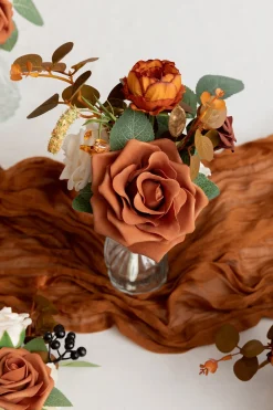 Mini Premade Flower Centerpiece Set in Sunset Terracotta | Clearance