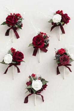 Mini Premade Flower Centerpiece Set in Christmas Red & Sparkle | Clearance
