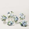 Mini Premade Flower Centerpiece Set in Dusty Blue & White