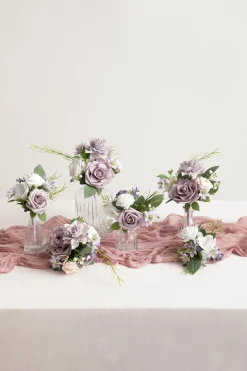 Mini Premade Flower Centerpiece Set in Lilac & White | Clearance