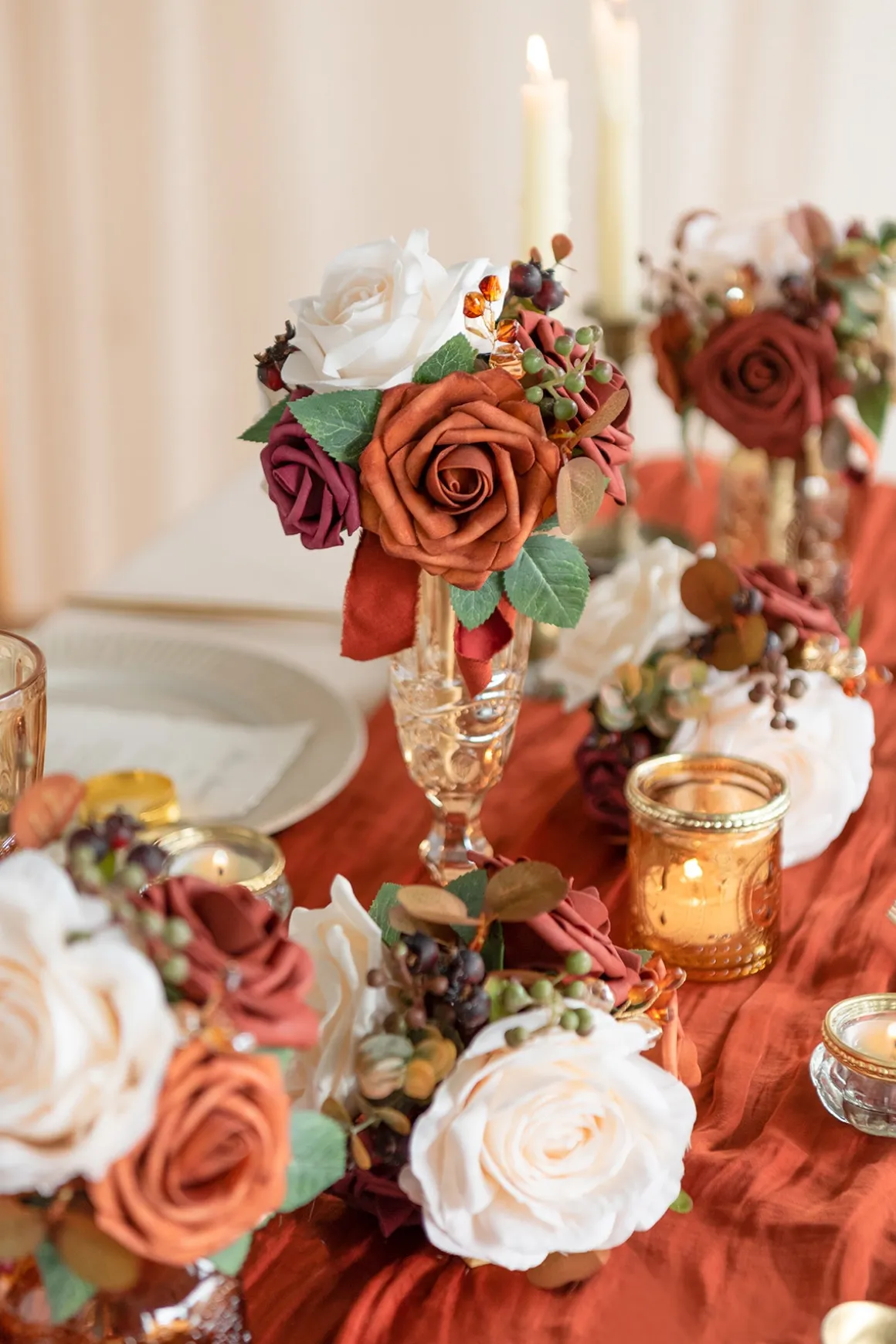 Mini Ready-to-Use Flower Centerpiece Set in Organic Sand Beige Elegance | Clearance