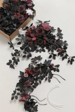 Modular Garlands Arch Decor in Black & Burgundy | Clearance