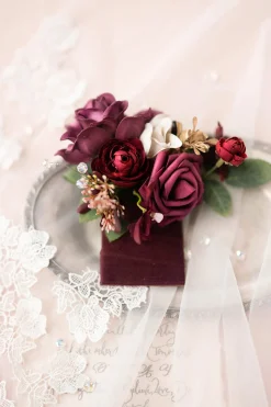 Pocket Square Boutonniere for Groom in Romantic Marsala